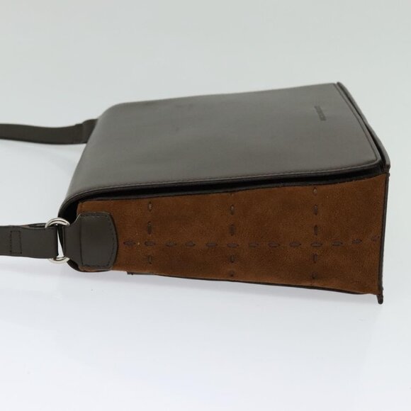 BURBERRY Shoulder Bag Leather Brown Silver Auth BA2042 - Picture 4 of 16